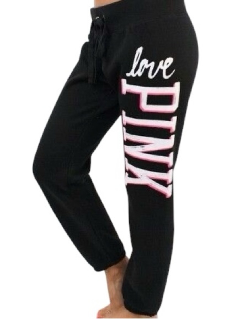 PINK Victoria’s Secret Y2K Sweatpants Black Love Logo Jogger M